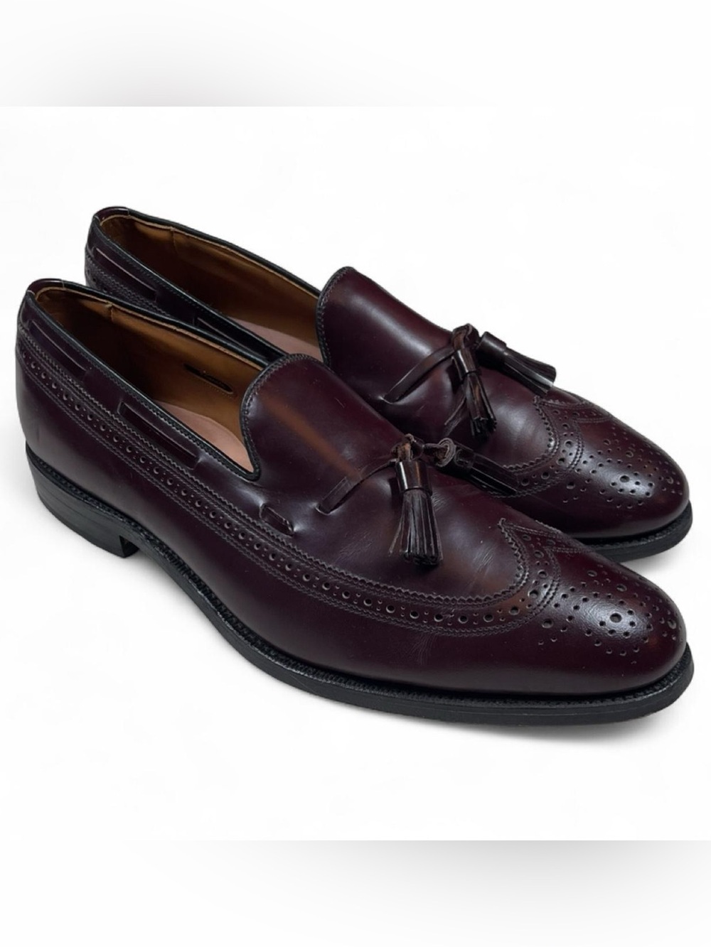 Allen Edmunds Manchester Wingtip Leather Burgundy Tassel Loafers Men’s Size 11.5